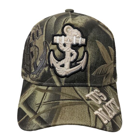 US Navy Anchor Rope Strapback Hat Camo One Size Embroidered Military - Picture 1 of 7